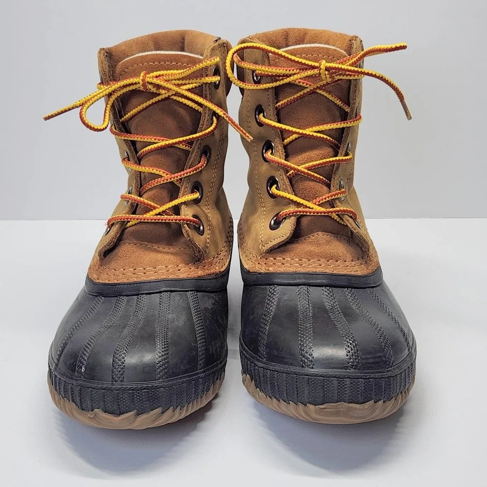 Sorel Boots Kids Size 3 Brown Leather Waterproof Duck Snow Winter Lace Up Ankle